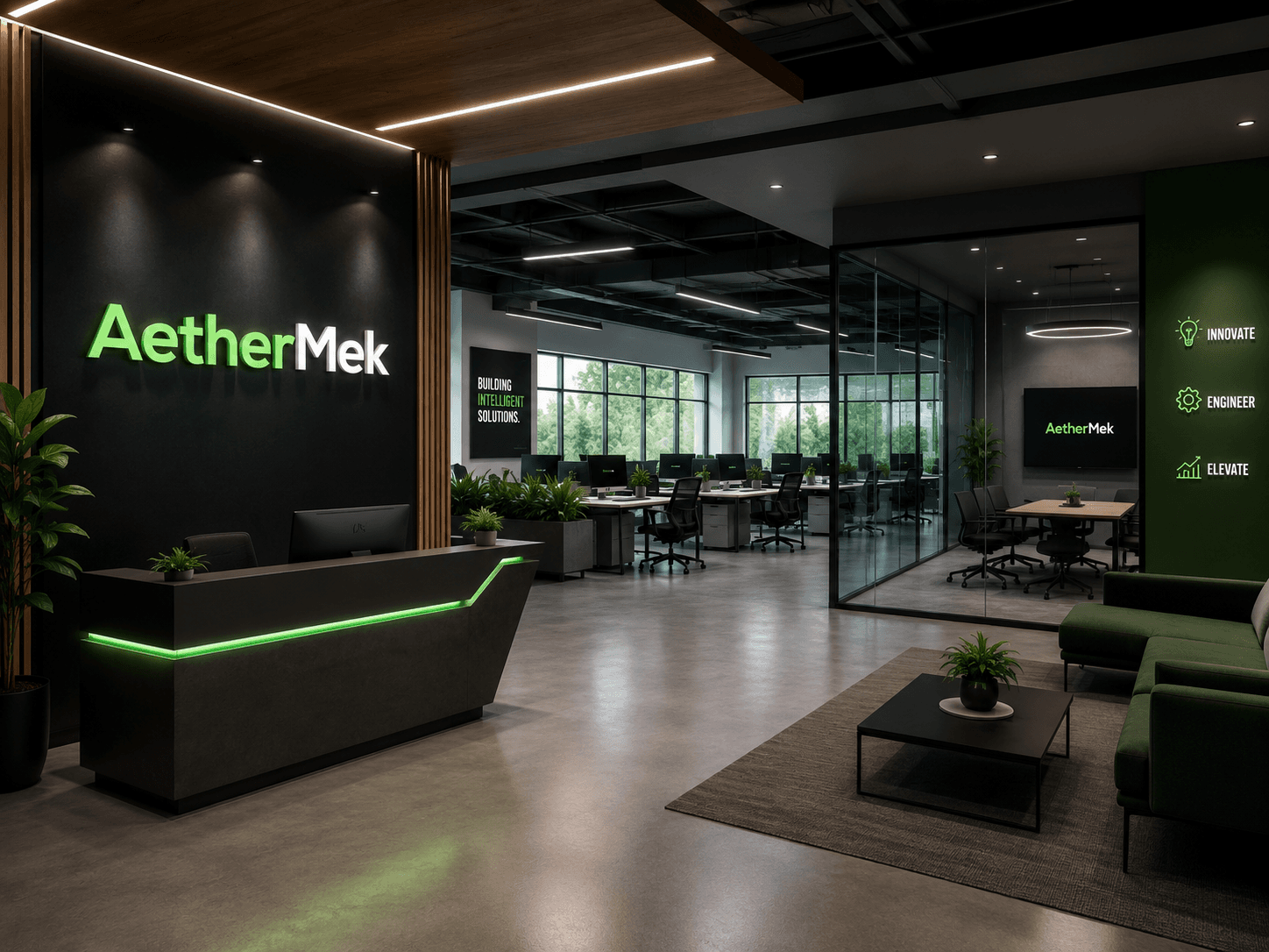 Modern AetherMek office lobby